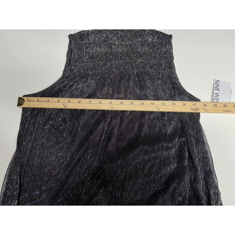 Nine West Womens XS Black & Silver Smocked Knee-Length Lined Dress - Picture 7 of 8